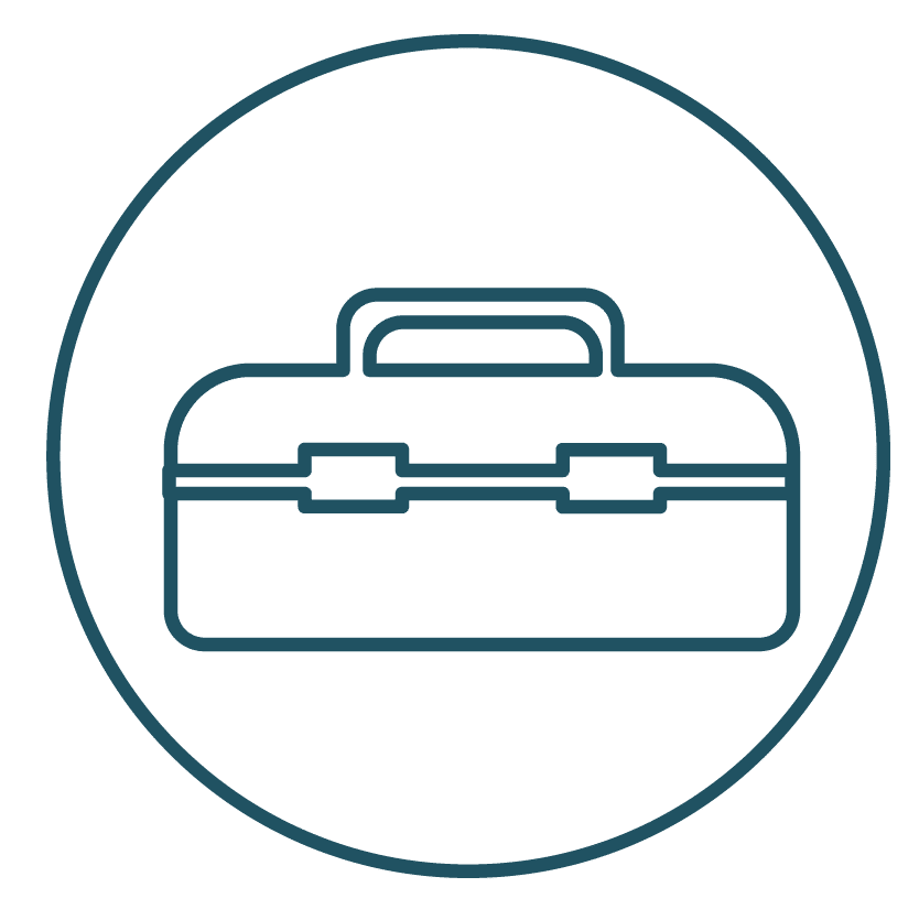 This is an icon displaying a typical toolkit from a worker of specific occupations that are exposed to asbestos.