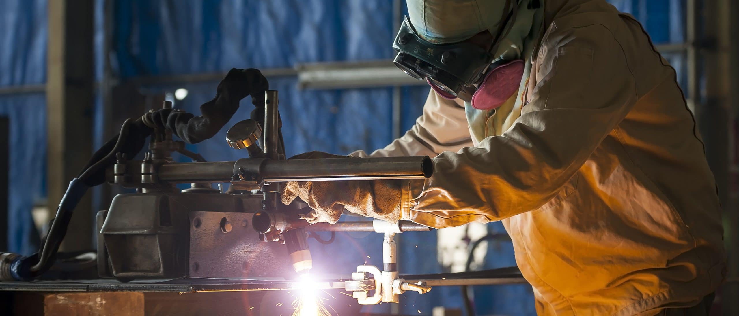 This is an image of a welder experiencing occupational exposure.