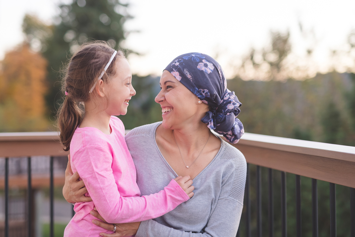 Lung cancer survivor with loved one.