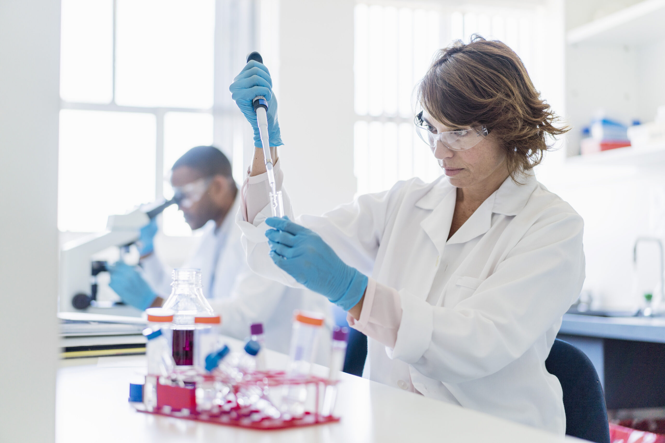 Cancer researcher in laboratory