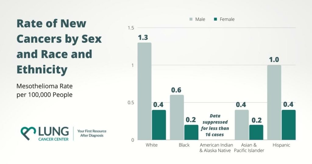 Mesothelioma per 100,000 people by sex, race, and ethnicity