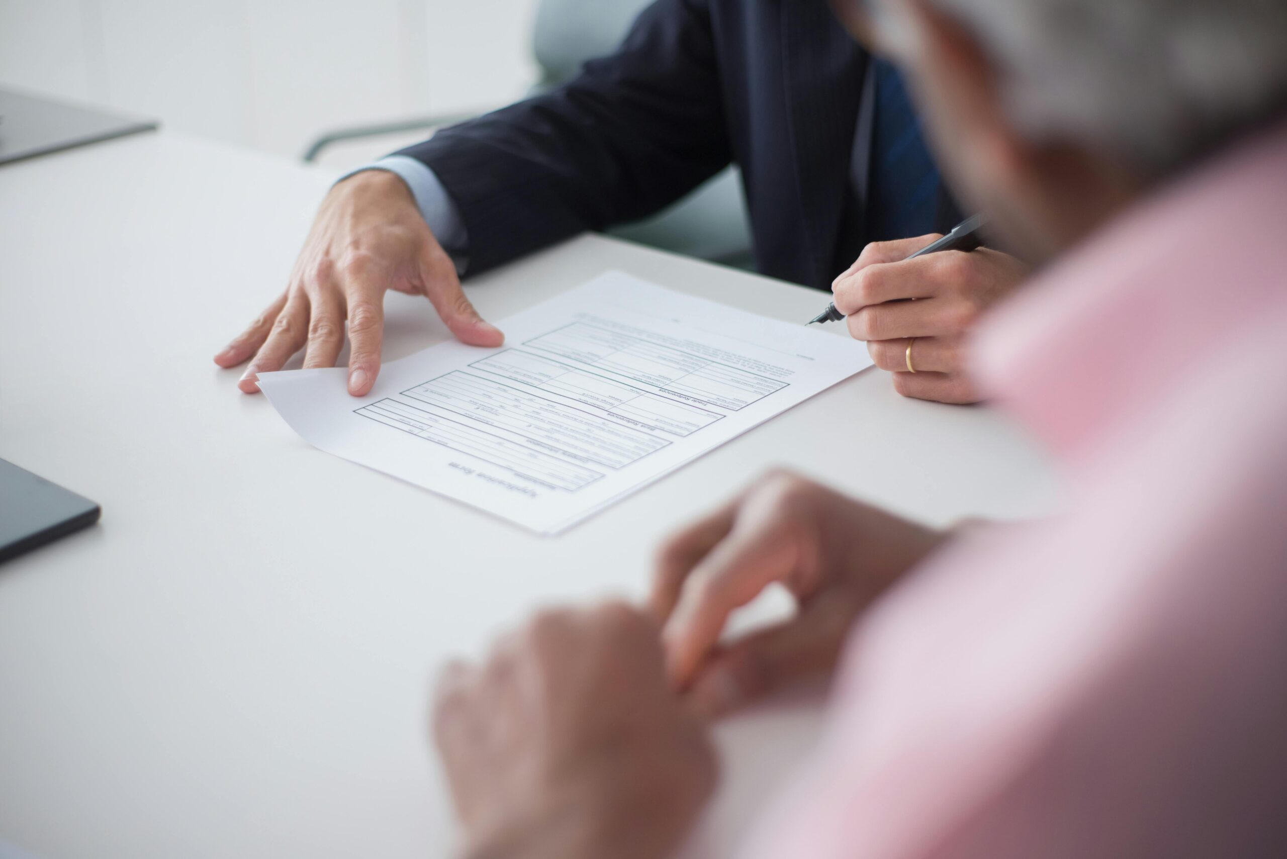 Lawyer reviewing asbestos vinyl flooring case documents